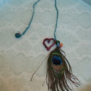 Peacock Feather Pendant Necklace
